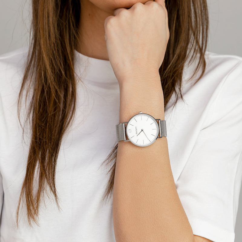 White mesh silver