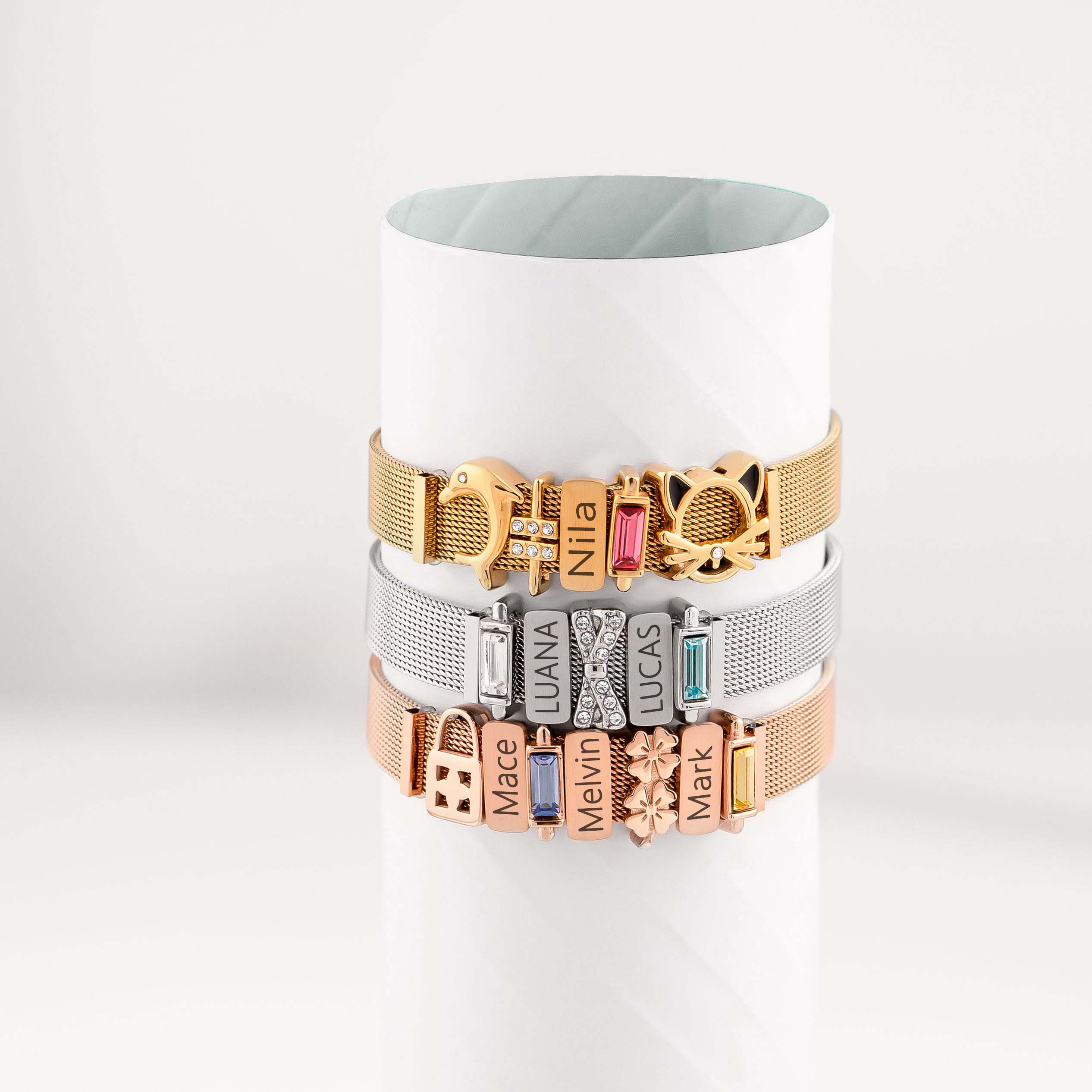 Mesh charm marine silver