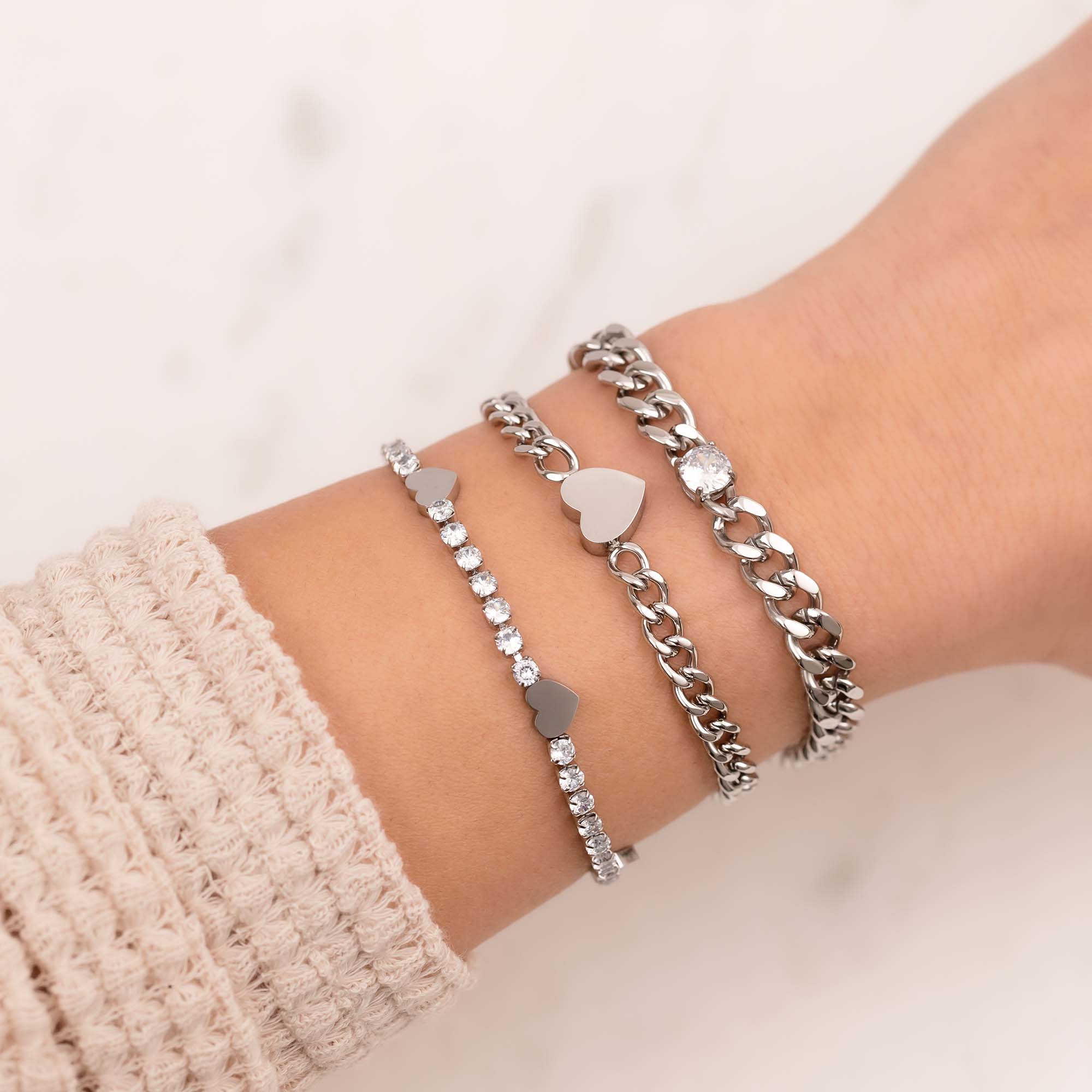 Cuban chain stone silver
