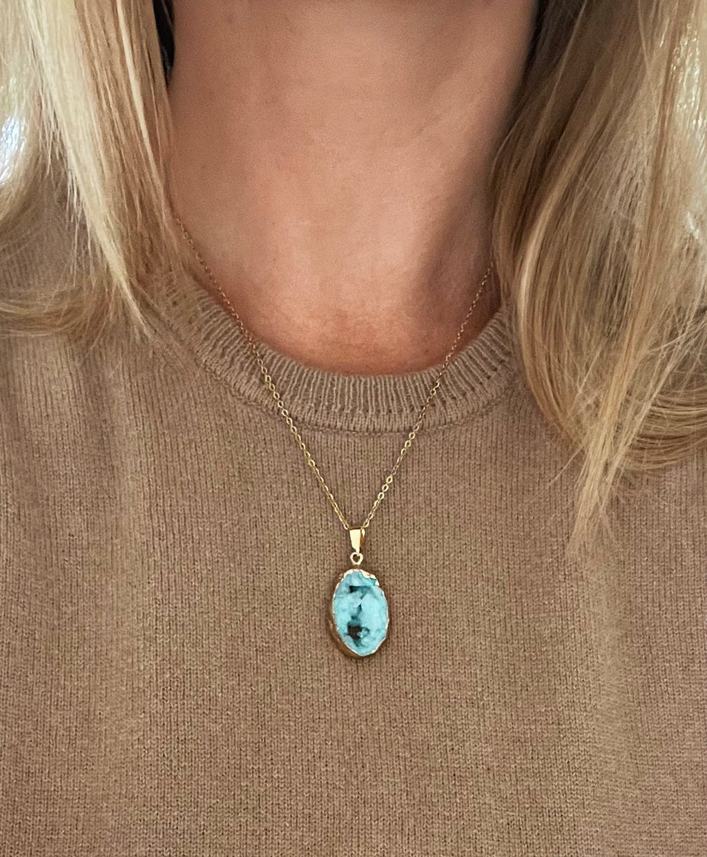 Turquoise Druzy Sprinkle Necklace (S)
